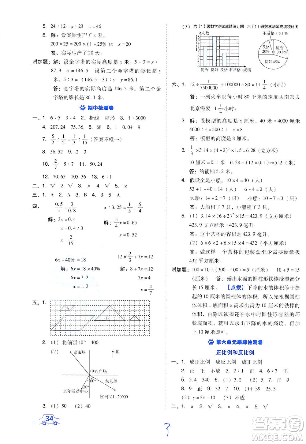 吉林教育出版社2021好卷數學六年級下冊SJ蘇教版答案