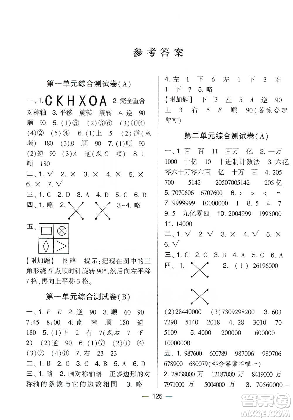 寧夏人民教育出版社2021經(jīng)綸學(xué)典學(xué)霸提優(yōu)大試卷四年級(jí)下冊(cè)數(shù)學(xué)參考答案