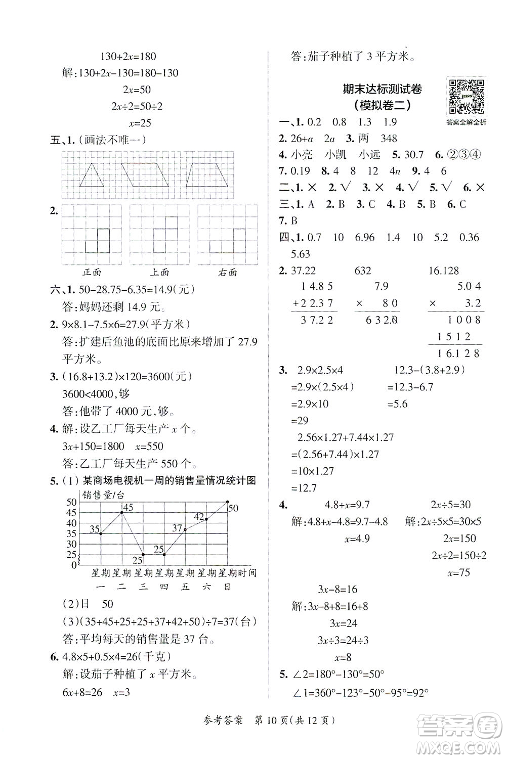 陜西師范大學(xué)出版總社有限公司2021小學(xué)學(xué)霸單元期末標(biāo)準(zhǔn)卷數(shù)學(xué)四年級(jí)下BS北師版答案