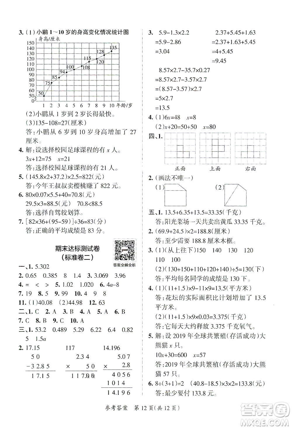 陜西師范大學(xué)出版總社有限公司2021小學(xué)學(xué)霸單元期末標(biāo)準(zhǔn)卷數(shù)學(xué)四年級(jí)下BS北師版答案