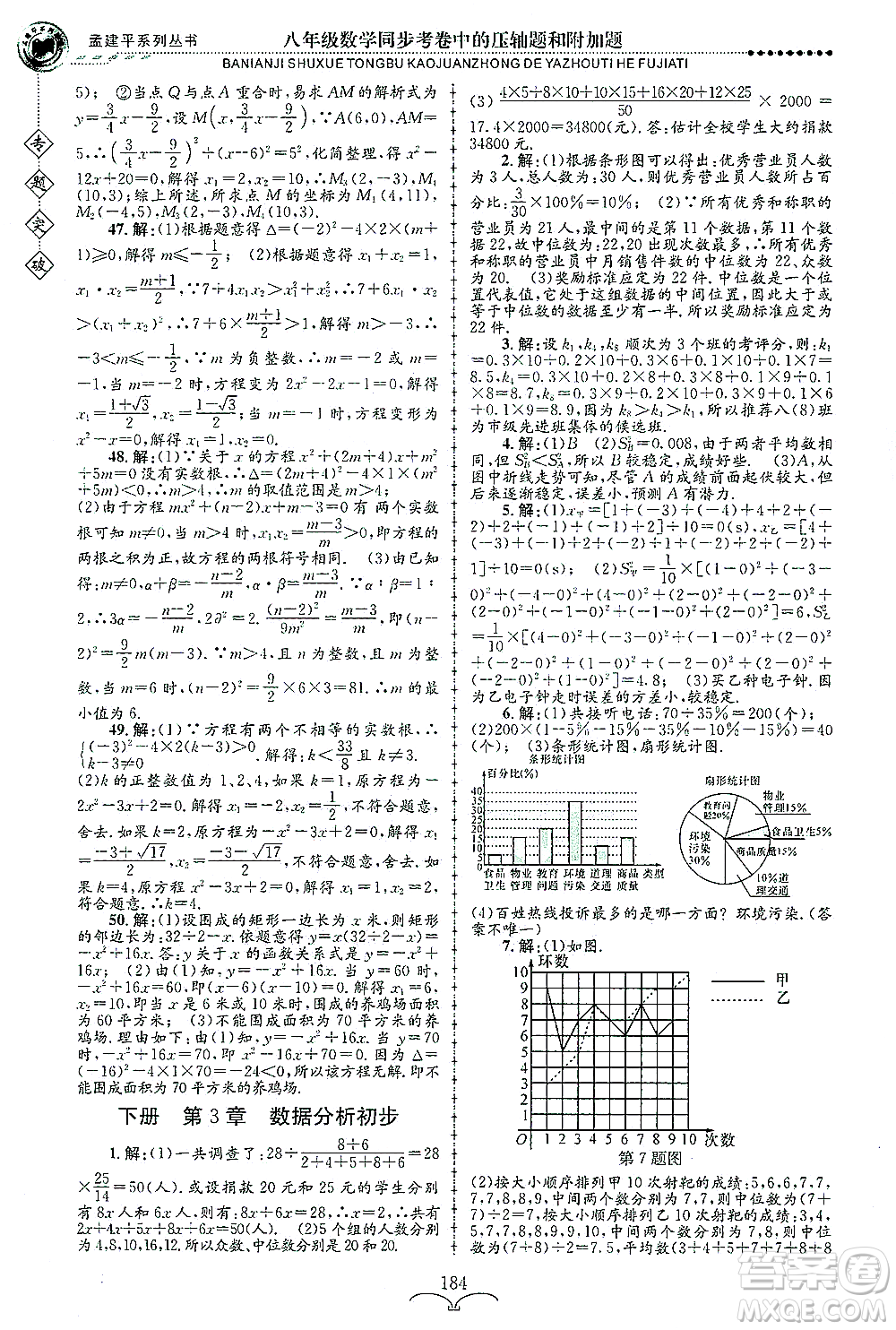 浙江工商大學(xué)出版社2021專題突破同步考卷中的壓軸題和附加題八年級數(shù)學(xué)答案