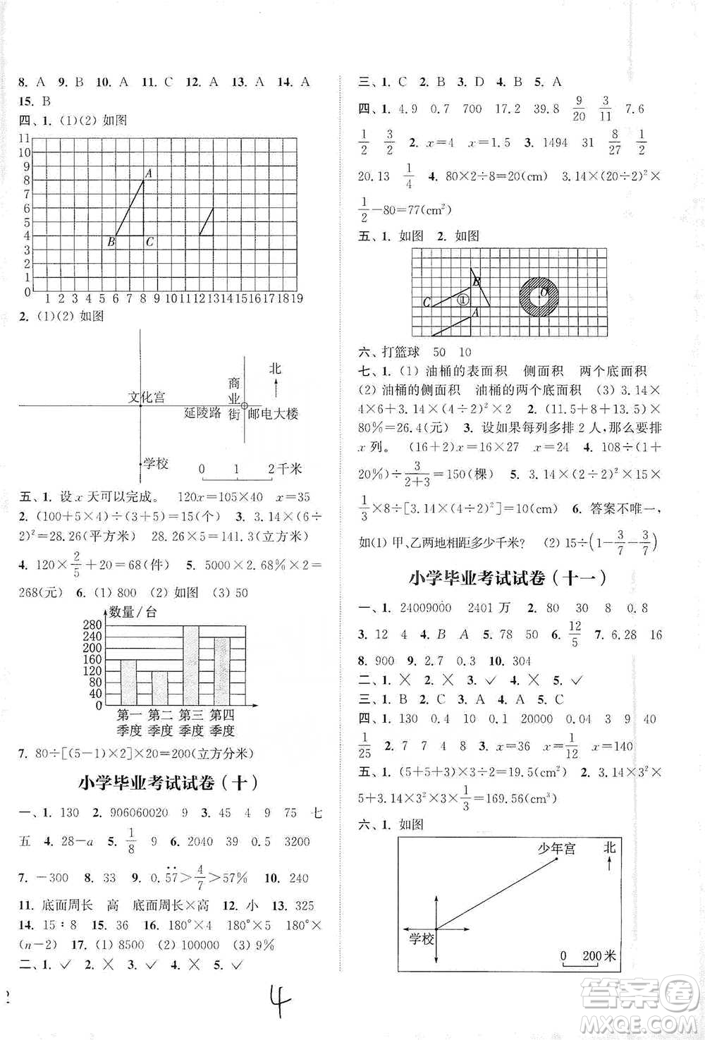 福建少年兒童出版社2021小學(xué)畢業(yè)考試試卷精編數(shù)學(xué)通用版參考答案