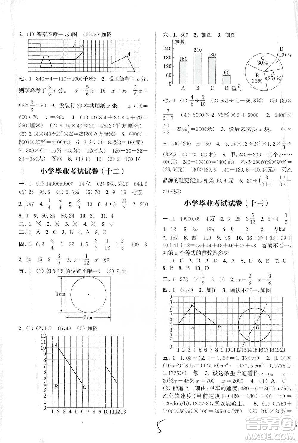 福建少年兒童出版社2021小學(xué)畢業(yè)考試試卷精編數(shù)學(xué)通用版參考答案