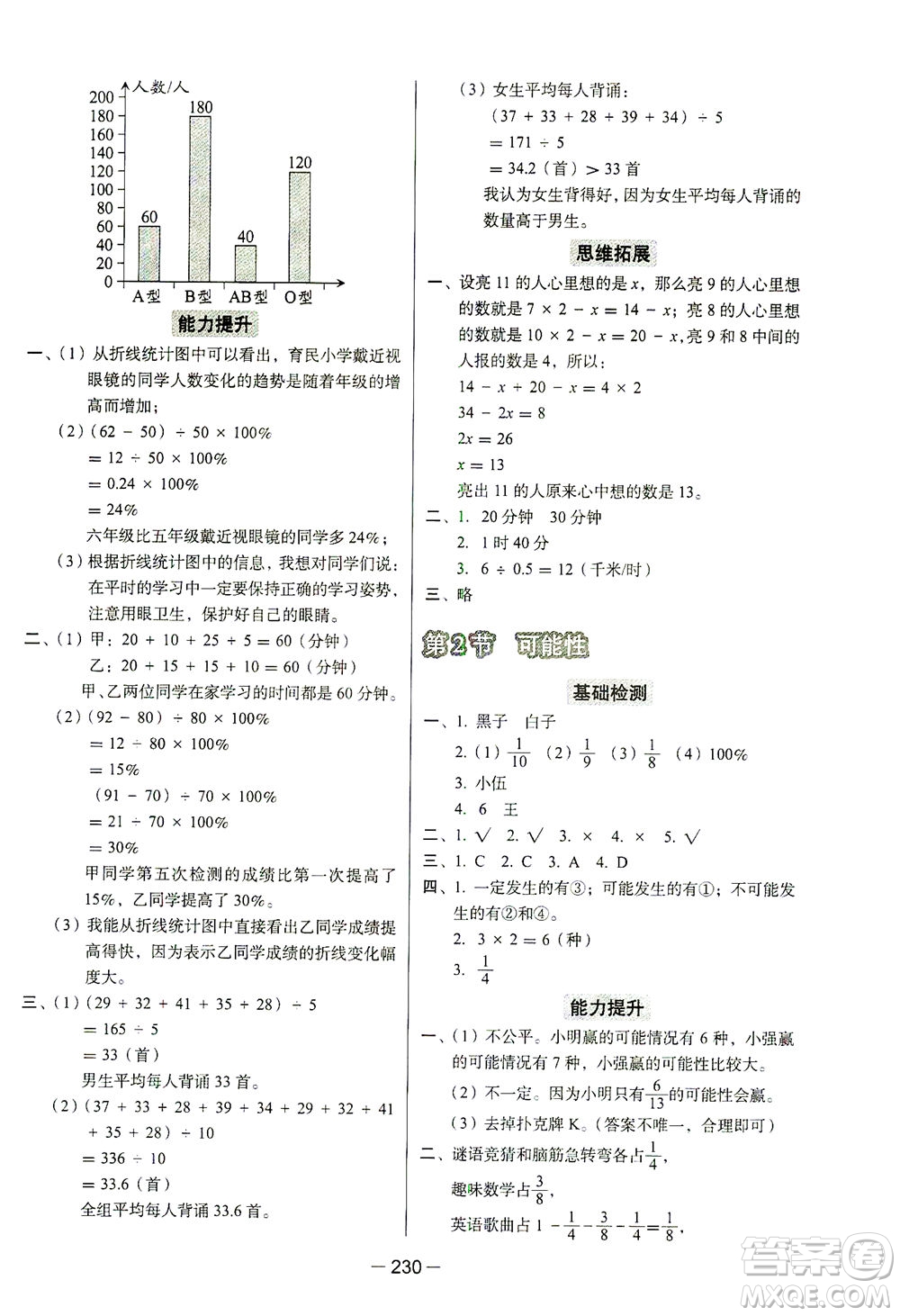 云南美術(shù)出版社2021小學畢業(yè)升學系統(tǒng)總復習數(shù)學答案