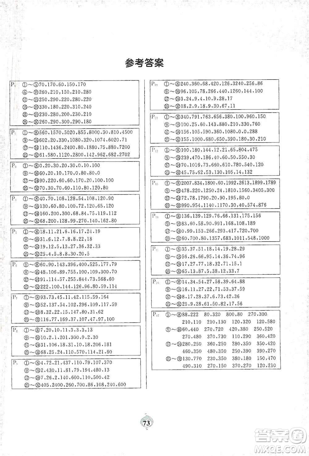 延邊大學(xué)出版社2021計(jì)算小能手口算題卡四年級(jí)下冊(cè)人教版參考答案