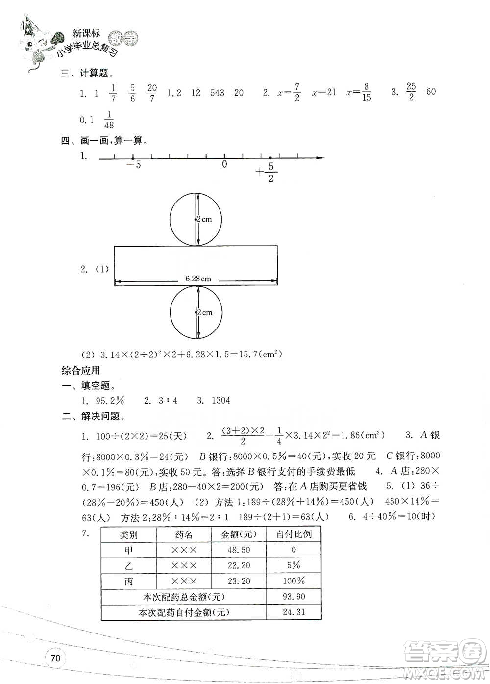 浙江教育出版社2021小學畢業(yè)總復習數(shù)學參考答案