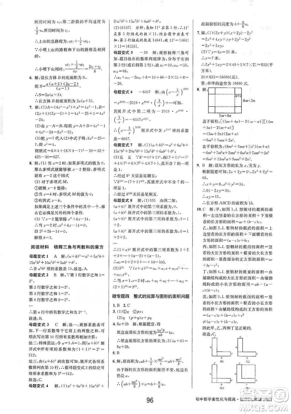 天津科學(xué)技術(shù)出版社2021初中新學(xué)案優(yōu)化與提高數(shù)學(xué)七年級下冊參考答案