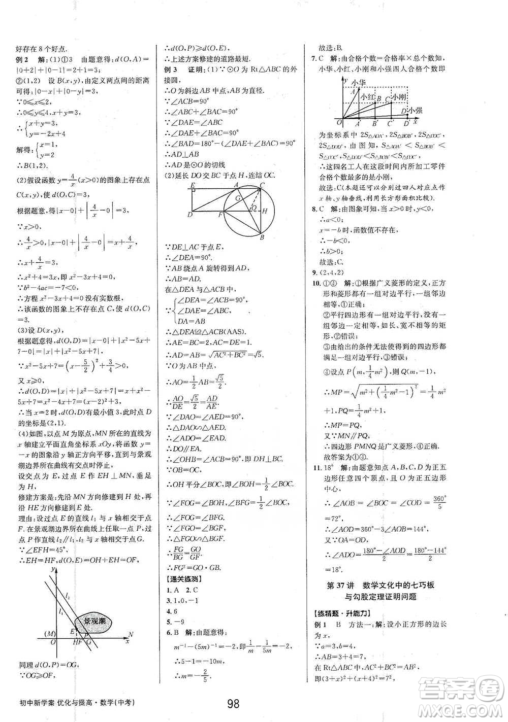 天津科學(xué)技術(shù)出版社2021初中新學(xué)案優(yōu)化與提高數(shù)學(xué)中考總復(fù)習(xí)參考答案