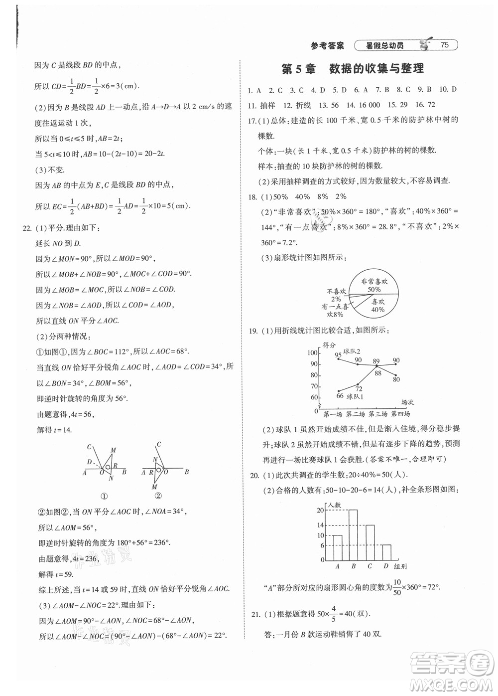 寧夏人民教育出版社2021經(jīng)綸學典暑假總動員數(shù)學七年級HK滬科版答案