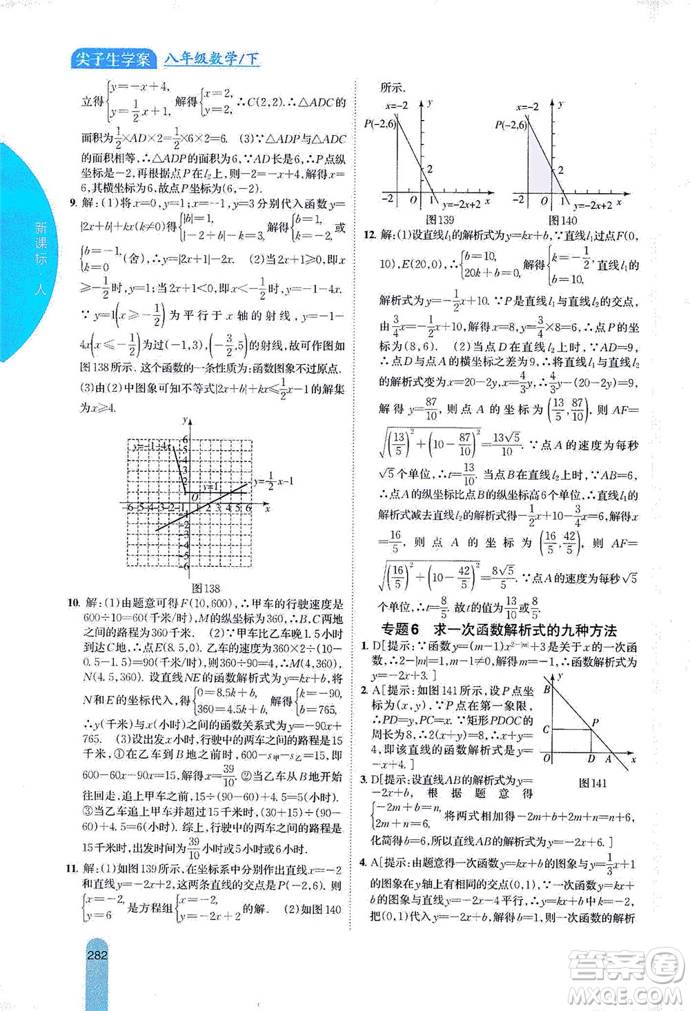 吉林人民出版社2021尖子生學(xué)案數(shù)學(xué)八年級下新課標(biāo)人教版答案