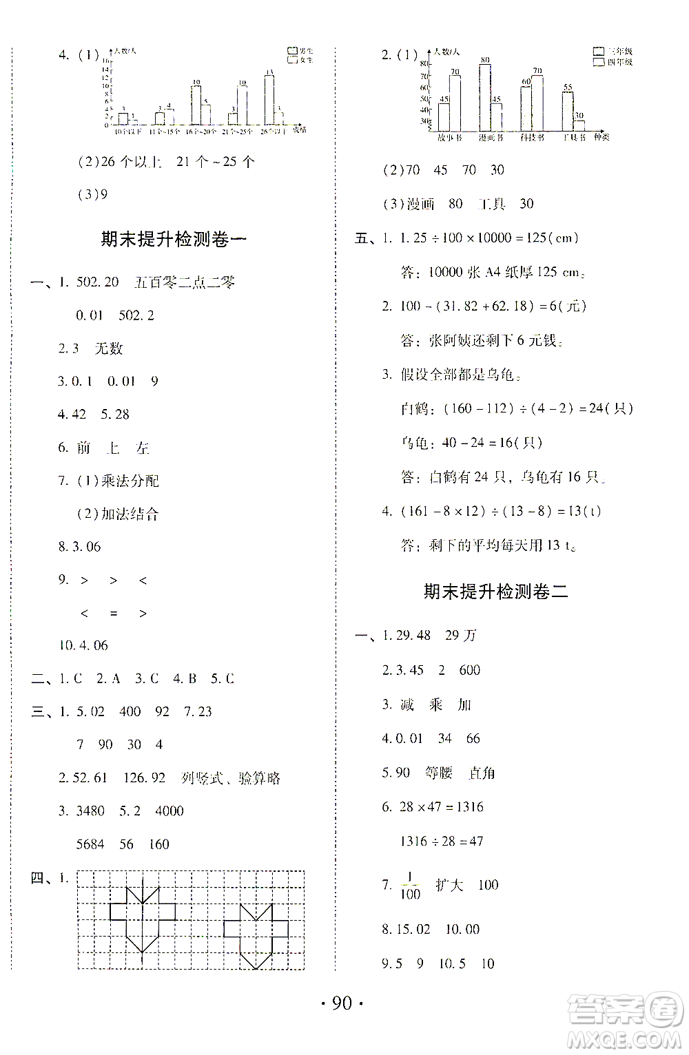 內(nèi)蒙古少年兒童出版社2021本土第1卷四年級(jí)數(shù)學(xué)下冊(cè)人教版答案