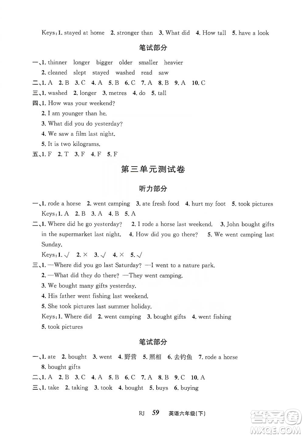 云南科技出版社2021創(chuàng)新成功學(xué)習(xí)同步導(dǎo)學(xué)六年級(jí)下冊(cè)英語人教版參考答案