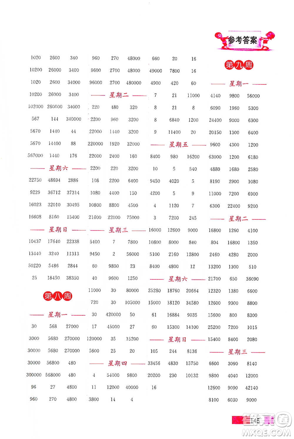 江蘇鳳凰美術(shù)出版社2021超能學(xué)典小學(xué)數(shù)學(xué)計(jì)算高手四年級(jí)下冊(cè)江蘇版參考答案