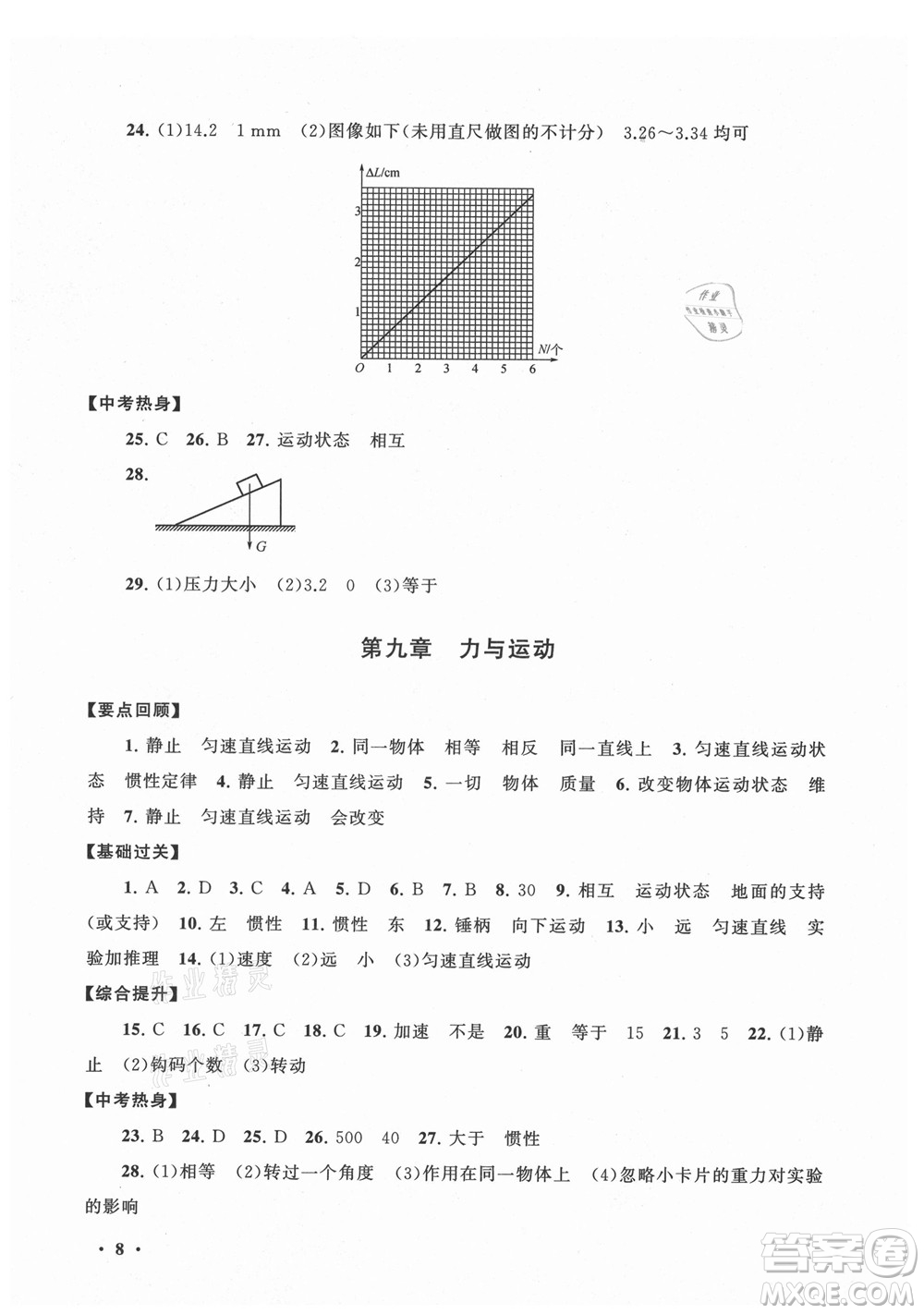 黃山書社2021初中版暑假大串聯(lián)物理八年級江蘇科技教材適用答案