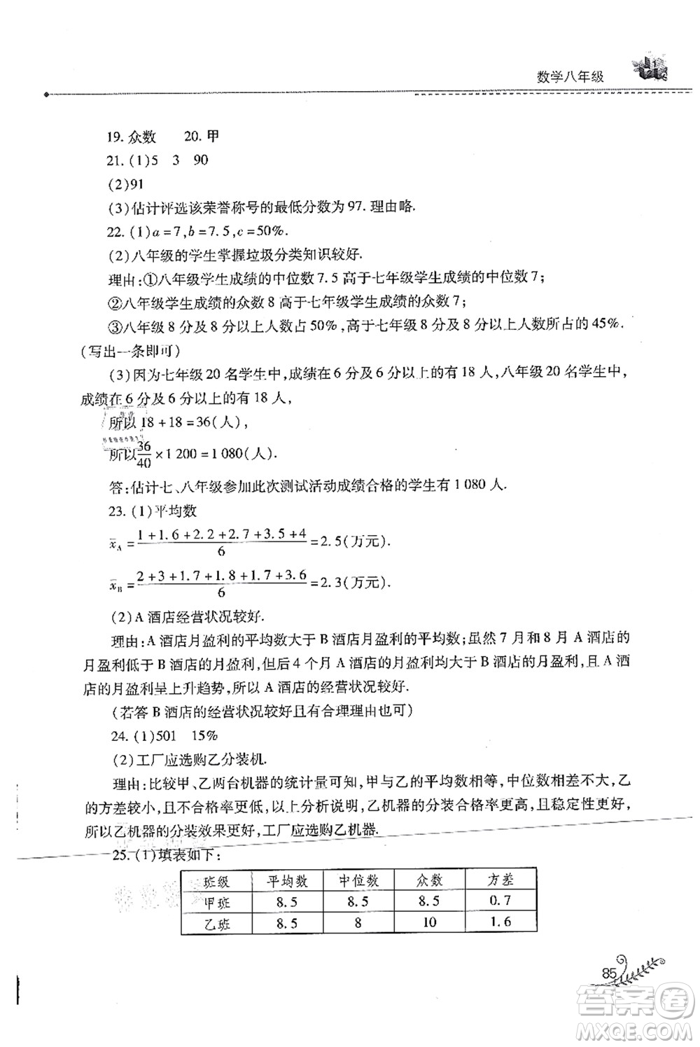 山西教育出版社2021快樂(lè)暑假八年級(jí)數(shù)學(xué)華東師大版答案