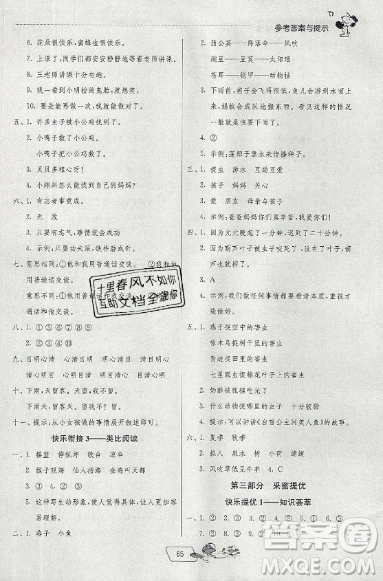 江蘇人民出版社2021實(shí)驗(yàn)班提優(yōu)訓(xùn)練暑假銜接語(yǔ)文一升二年級(jí)統(tǒng)編版答案