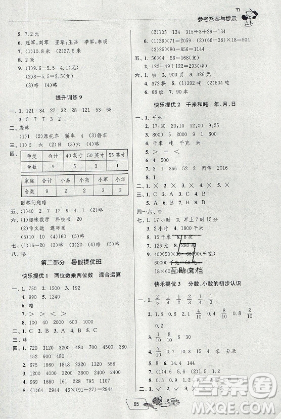 江蘇人民出版社2021實驗班提優(yōu)訓(xùn)練暑假銜接數(shù)學(xué)三升四年級JSJY江蘇教育版答案