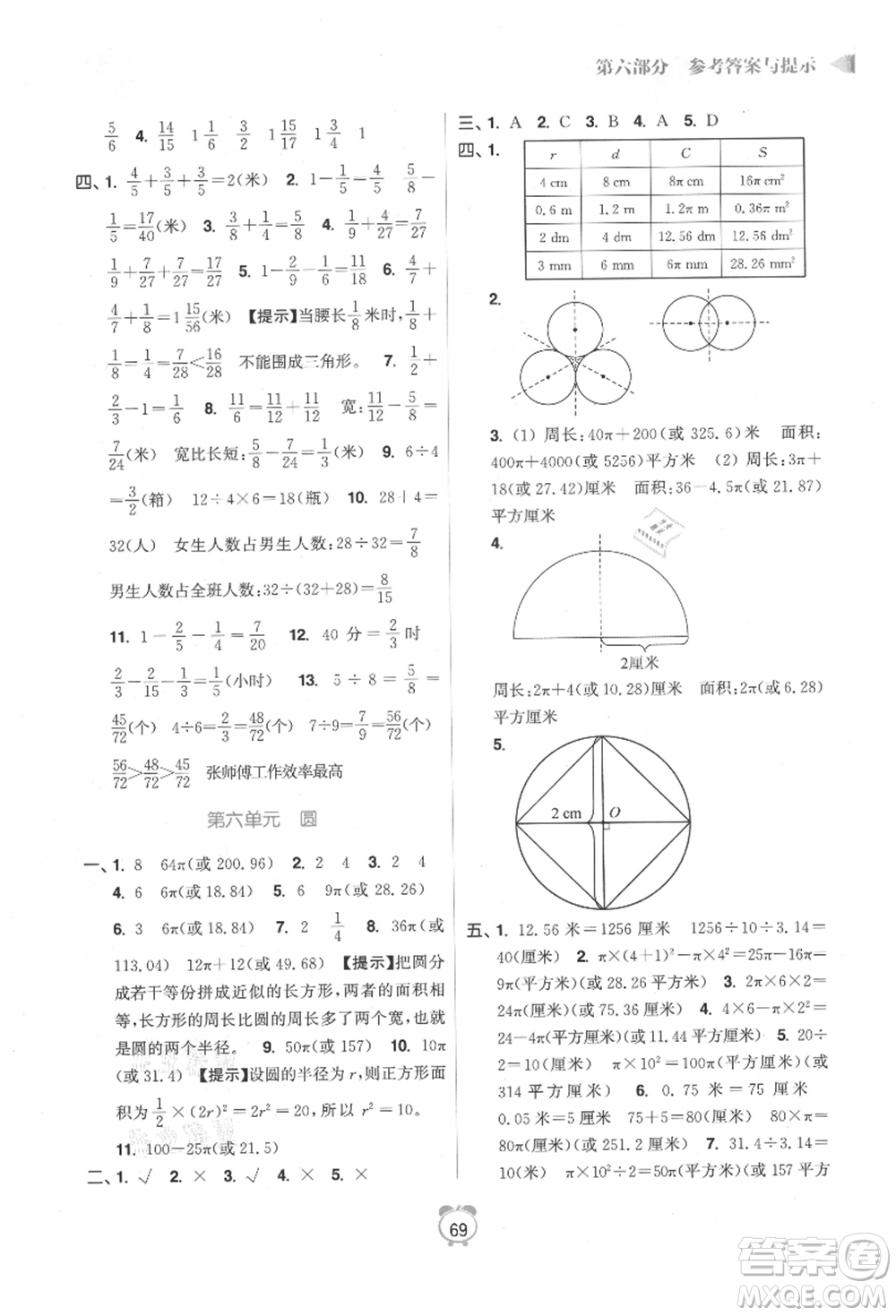 江蘇鳳凰美術(shù)出版社2021超能學(xué)典暑假銜接優(yōu)學(xué)練五年級(jí)數(shù)學(xué)江蘇版參考答案