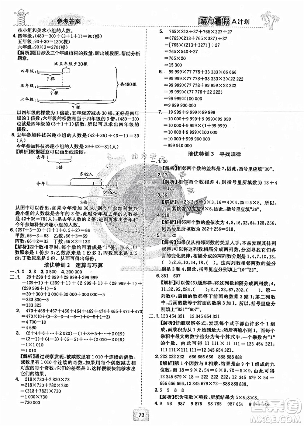 江西美術(shù)出版社2021魔力暑假A計(jì)劃四年級(jí)數(shù)學(xué)RJ人教版答案