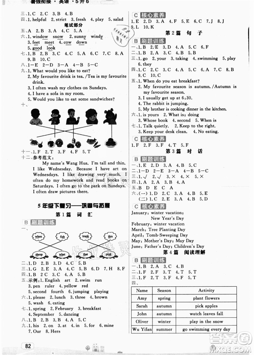 寧波出版社2021名師派暑假銜接5升6年級(jí)英語答案