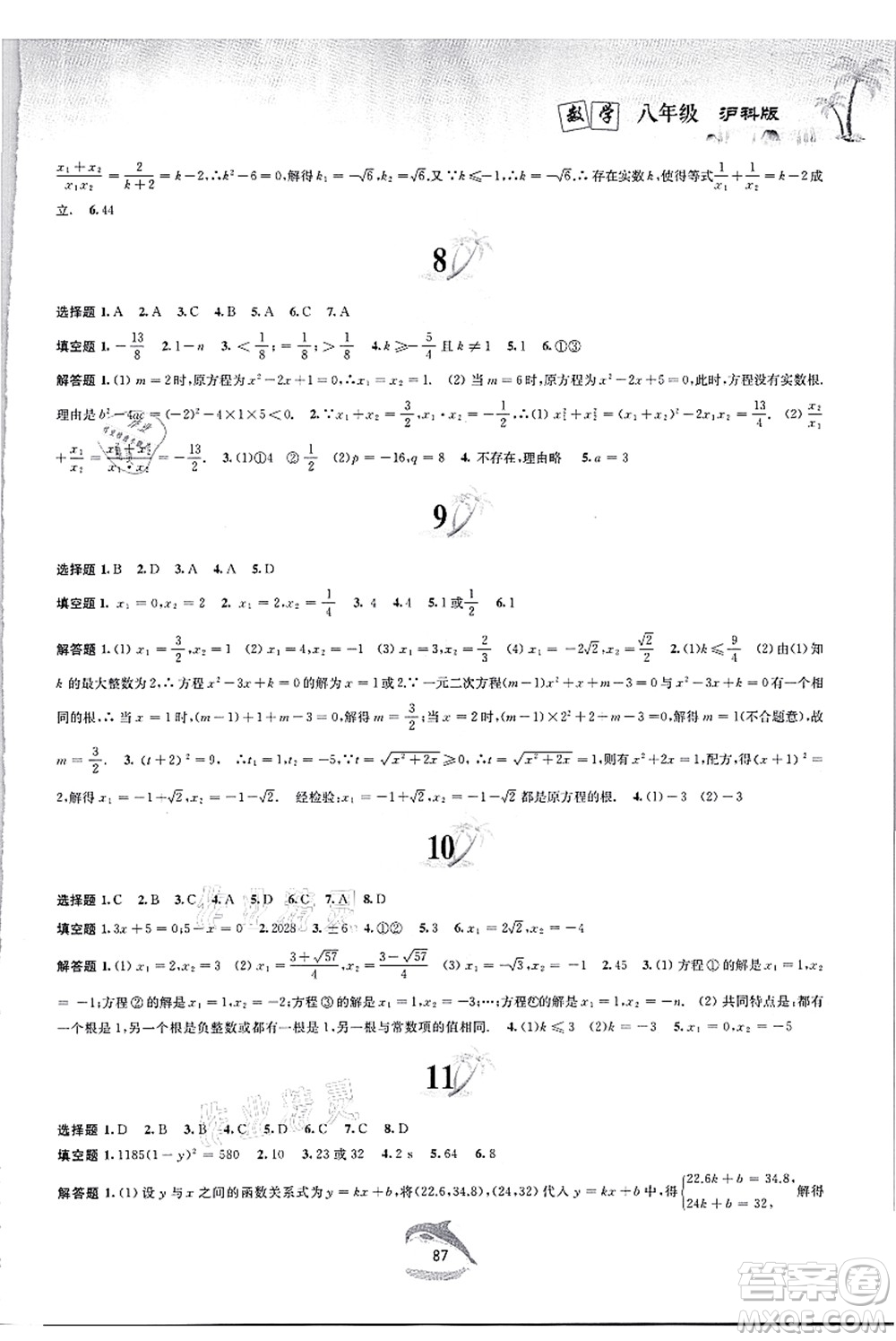 黃山書(shū)社2021快樂(lè)暑假八年級(jí)數(shù)學(xué)滬科版答案