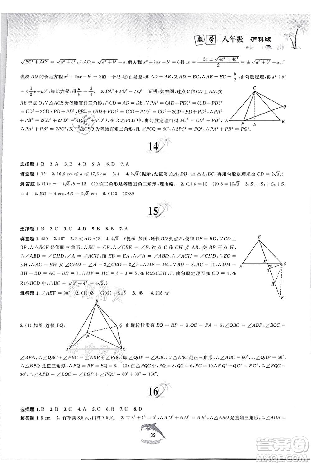 黃山書(shū)社2021快樂(lè)暑假八年級(jí)數(shù)學(xué)滬科版答案