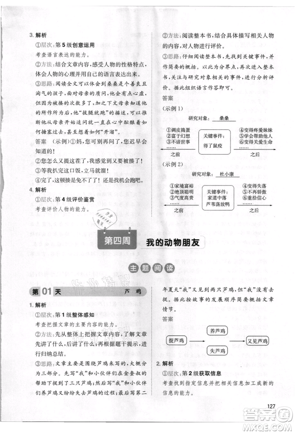 湖南教育出版社2021一本小學語文暑假閱讀四升五參考答案