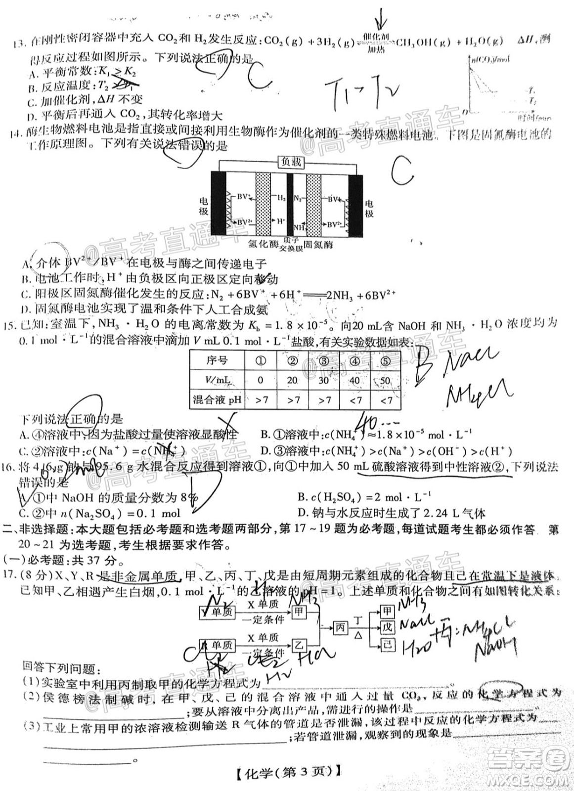 江西贛撫吉名校2022屆高三聯(lián)合考試化學(xué)卷答案