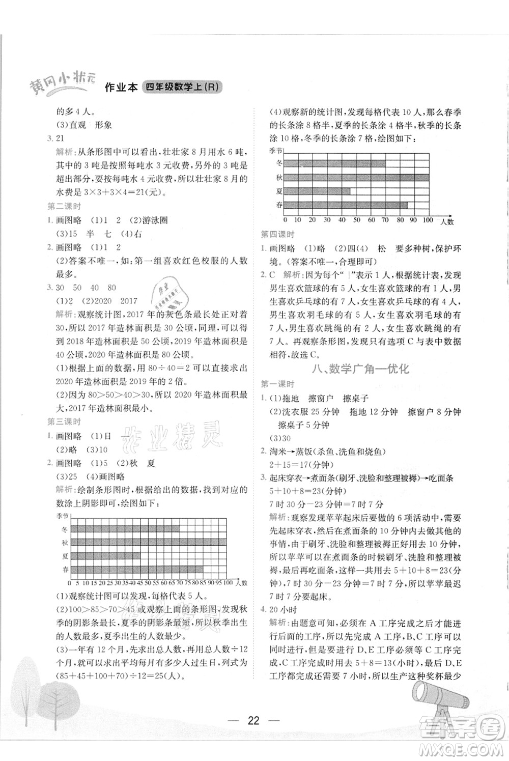 龍門書局2021黃岡小狀元作業(yè)本四年級數(shù)學(xué)上冊R人教版答案