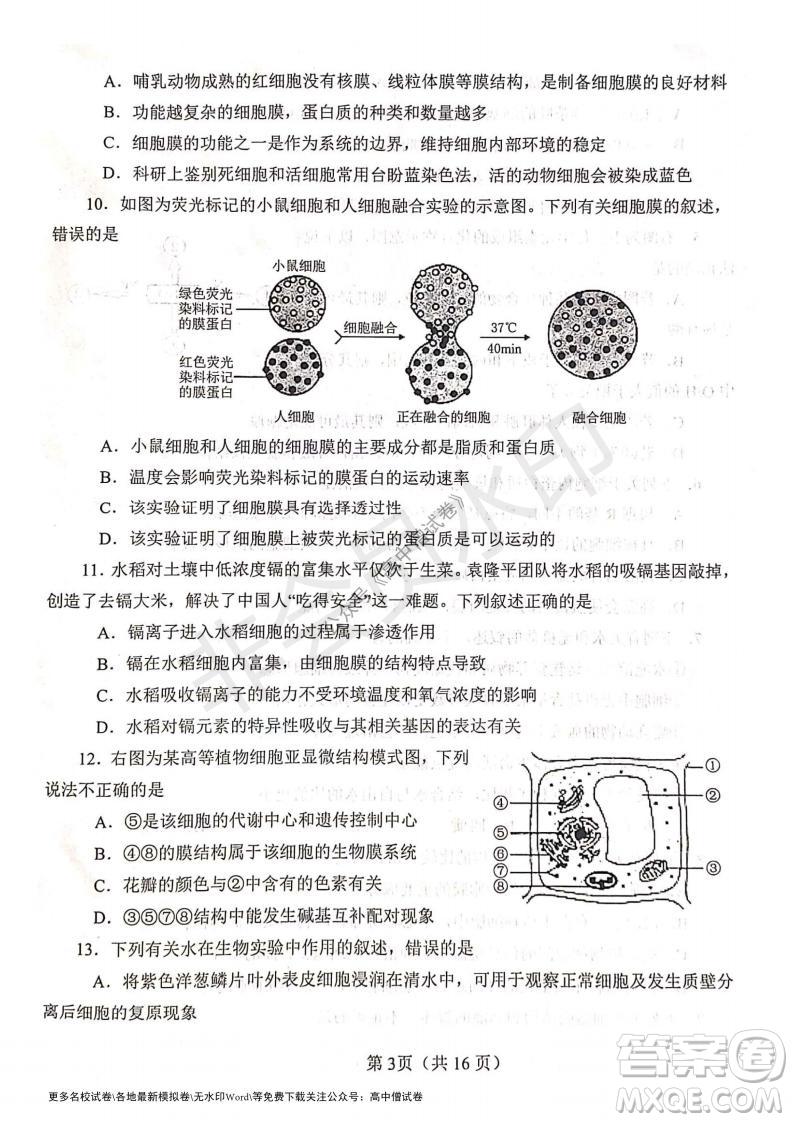 河南省鄭州外國(guó)語(yǔ)學(xué)校2021-2022學(xué)年高三開(kāi)學(xué)摸底測(cè)試生物試題及答案