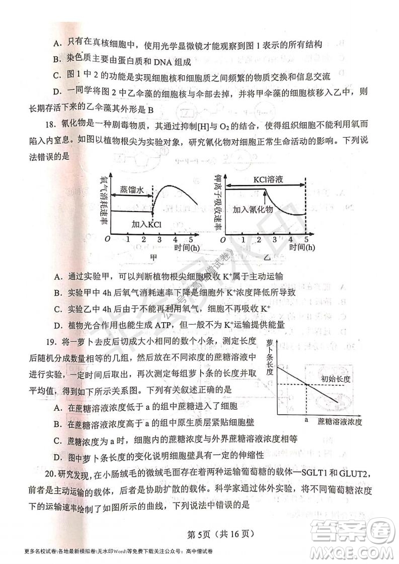 河南省鄭州外國(guó)語(yǔ)學(xué)校2021-2022學(xué)年高三開(kāi)學(xué)摸底測(cè)試生物試題及答案