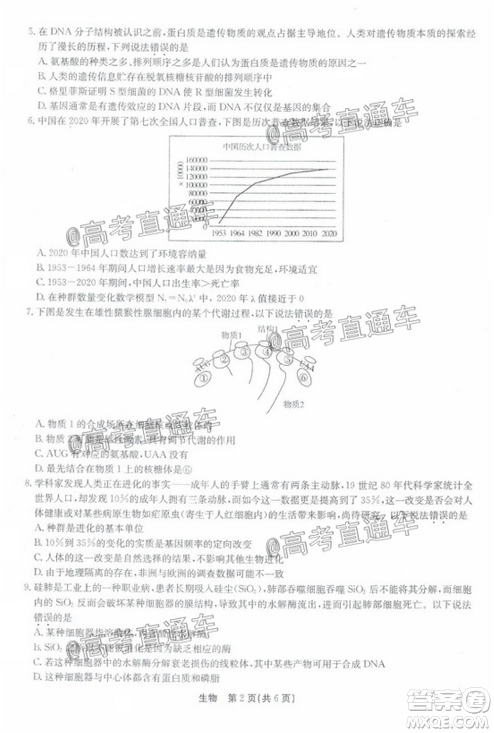 廣東省2022屆高三8月階段性質(zhì)量檢測(cè)生物試題及答案