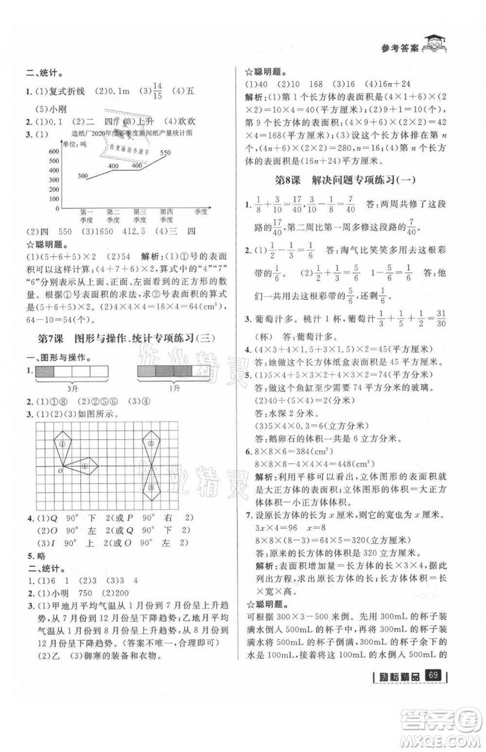 延邊人民出版社2021快樂暑假五升六數(shù)學(xué)人教版參考答案