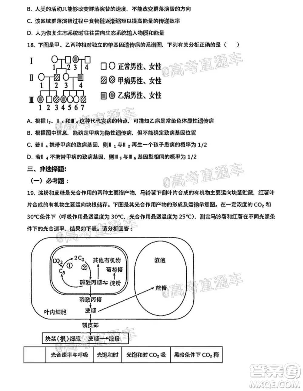 河北五校聯(lián)盟2022屆新高三摸底考試生物試題及答案