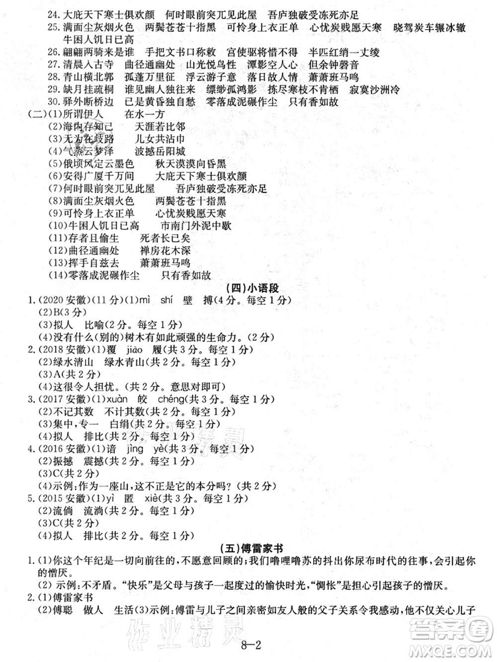 合肥工業(yè)大學(xué)出版社2021假期沖浪八年級(jí)語(yǔ)文人教版答案