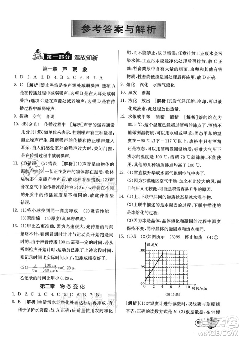 江蘇人民出版社2021快樂暑假八年級(jí)物理JSKJ蘇教版答案