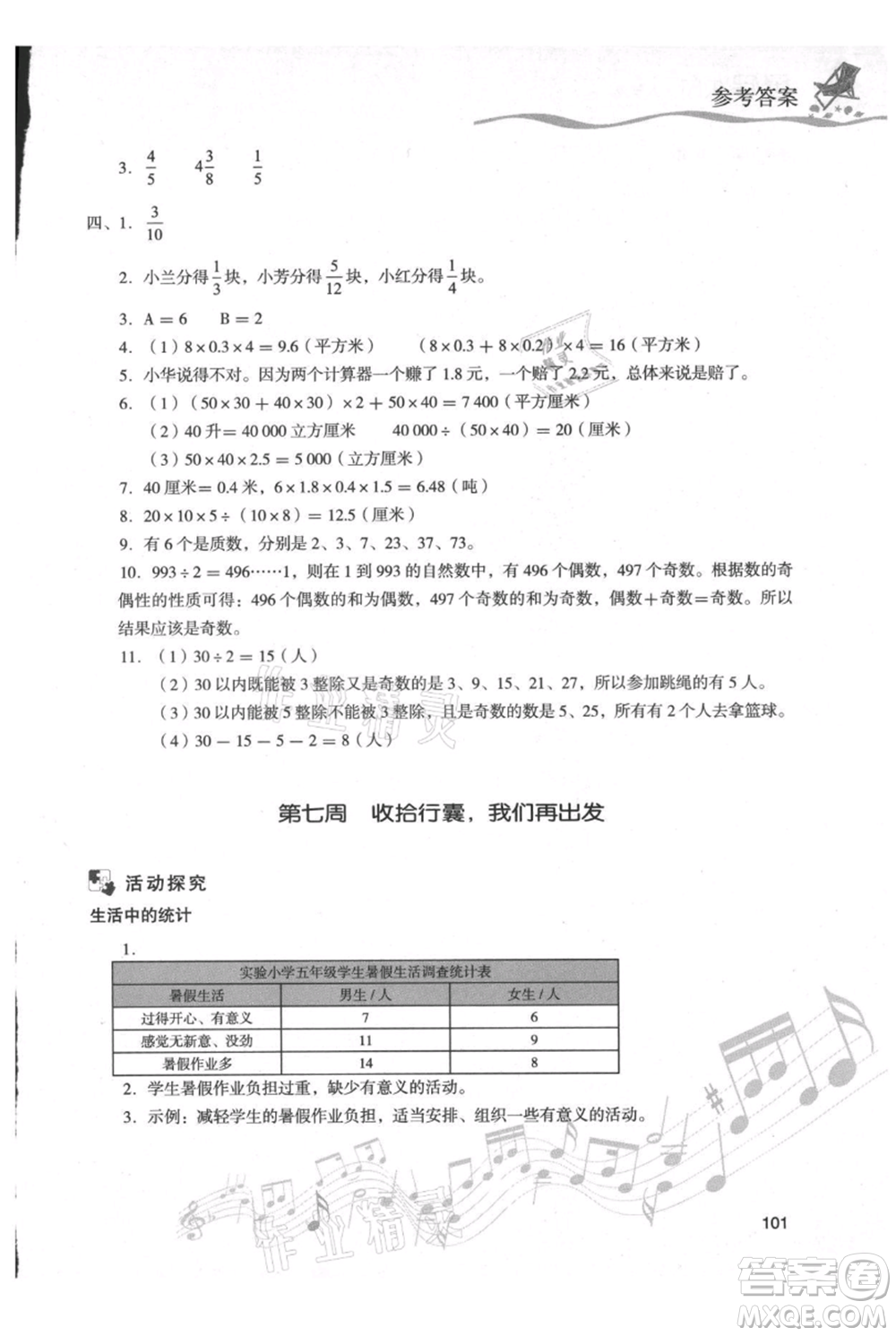 現(xiàn)代教育出版社2021暑假樂園五年級數(shù)學(xué)人教版參考答案