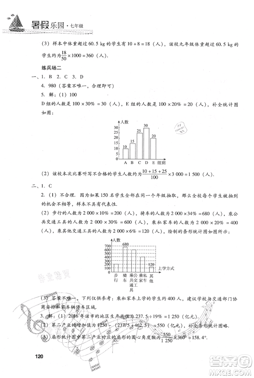 現(xiàn)代教育出版社2021暑假樂(lè)園七年級(jí)數(shù)學(xué)人教版參考答案