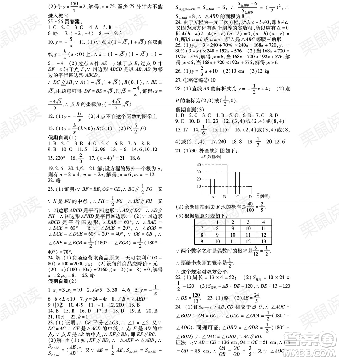 黑龍江少年兒童出版社2021暑假Happy假日八年級(jí)數(shù)學(xué)通用版答案