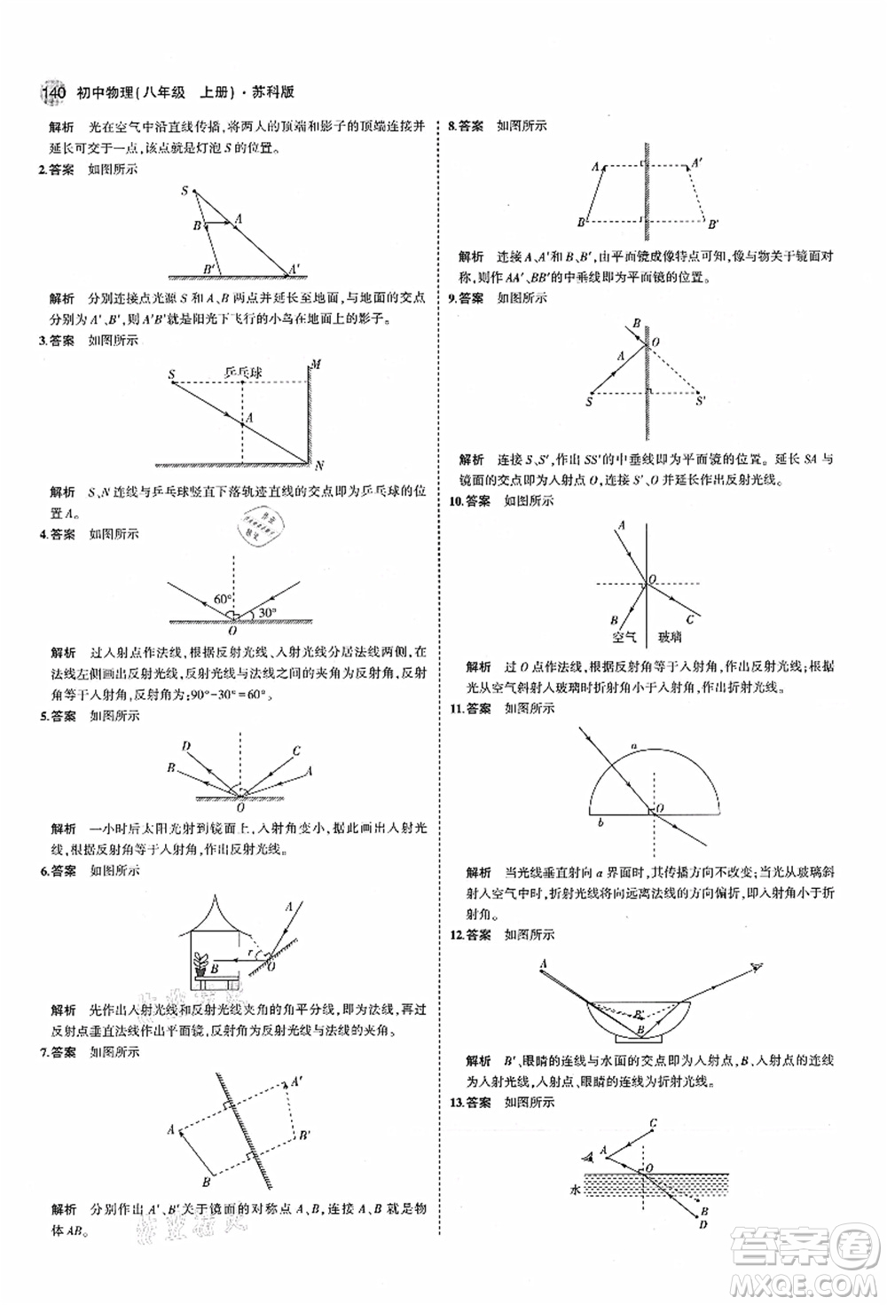 教育科學(xué)出版社2021秋5年中考3年模擬八年級(jí)物理上冊(cè)蘇科版答案