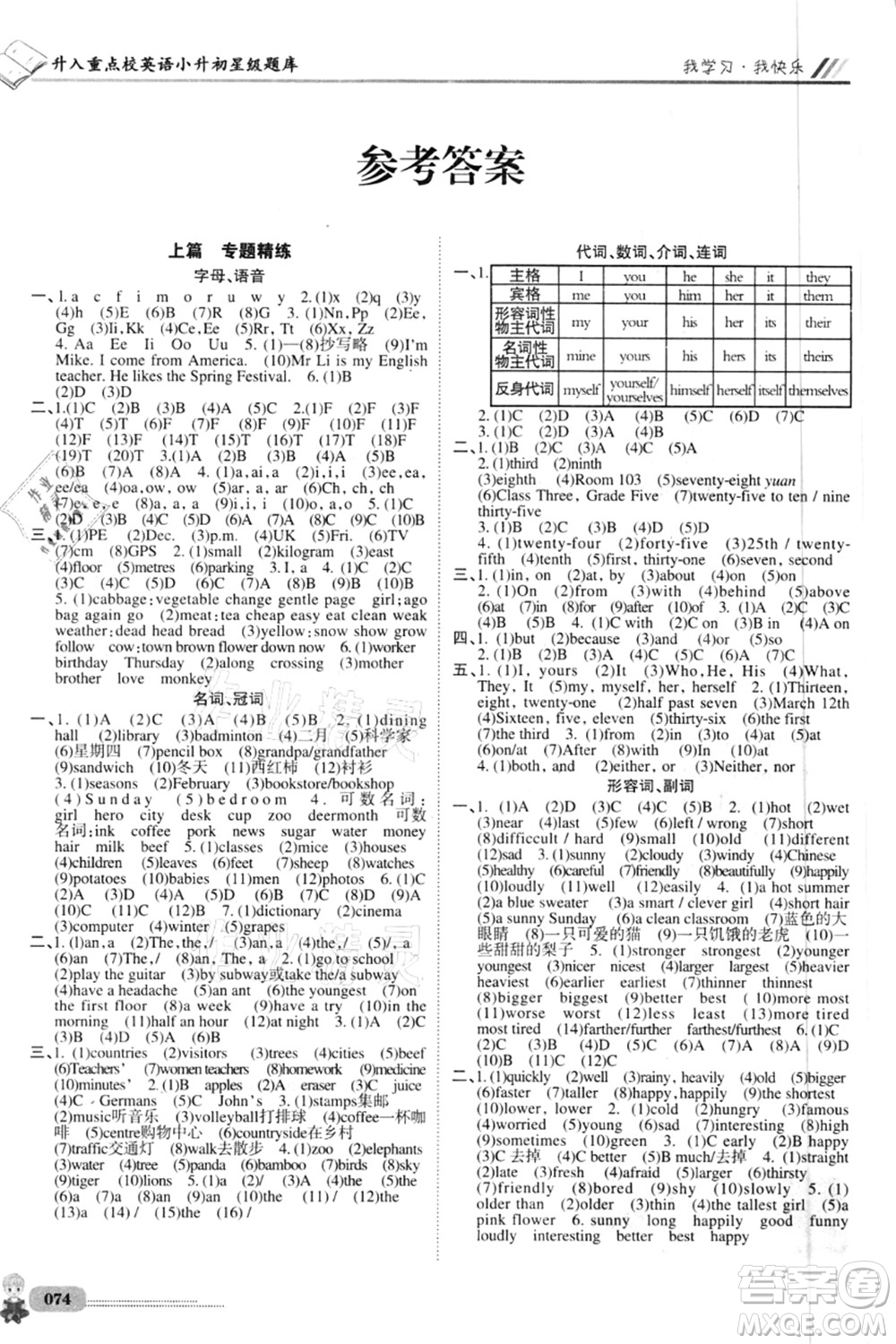 四川大學(xué)出版社2021升入重點(diǎn)?？倧?fù)習(xí)英語(yǔ)答案