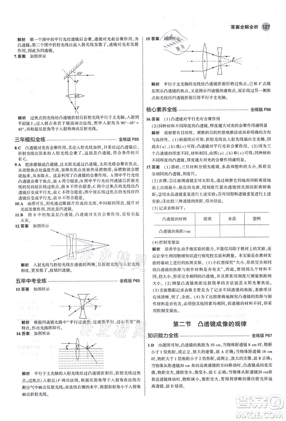 教育科學(xué)出版社2021秋5年中考3年模擬八年級(jí)物理上冊(cè)魯科版山東專版答案