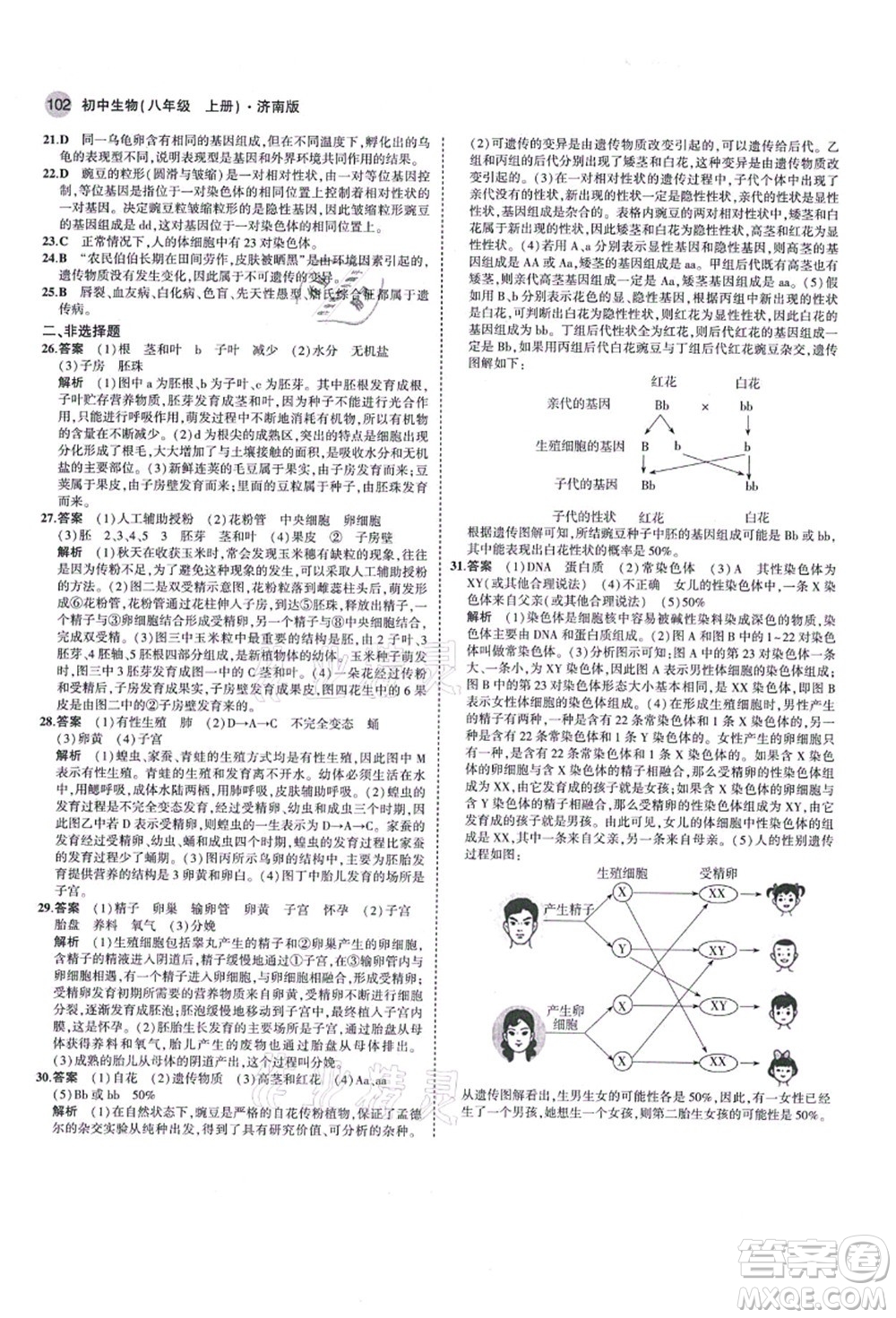 教育科學(xué)出版社2021秋5年中考3年模擬八年級生物上冊濟南版答案