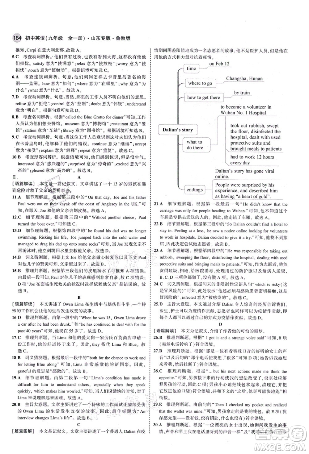 教育科學出版社2021秋5年中考3年模擬九年級英語全一冊魯教版山東專版答案