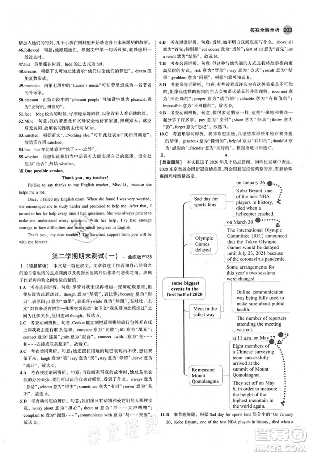 教育科學出版社2021秋5年中考3年模擬九年級英語全一冊魯教版山東專版答案