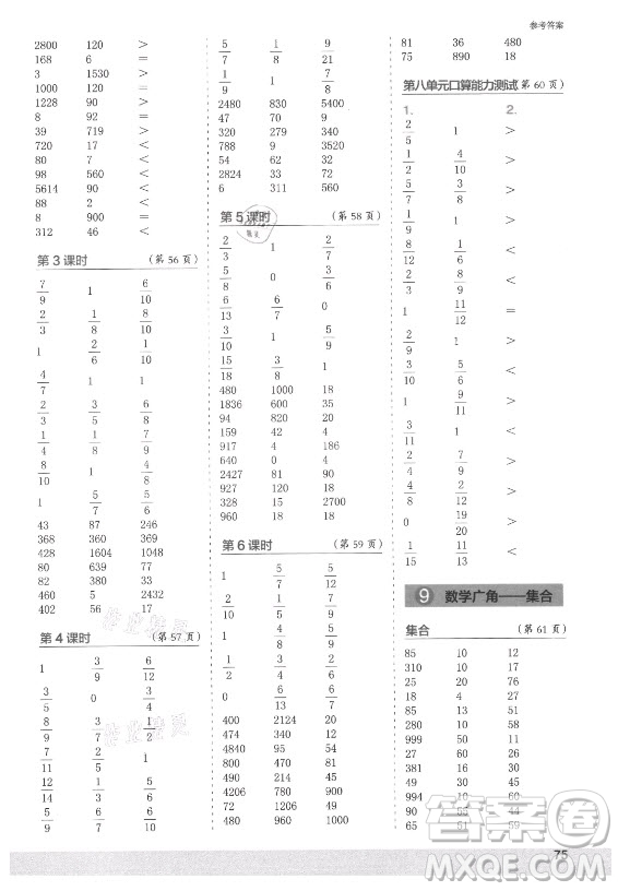 江蘇鳳凰少年兒童出版社2021口算小狀元口算速算天天練小學(xué)數(shù)學(xué)三年級上冊人教版答案