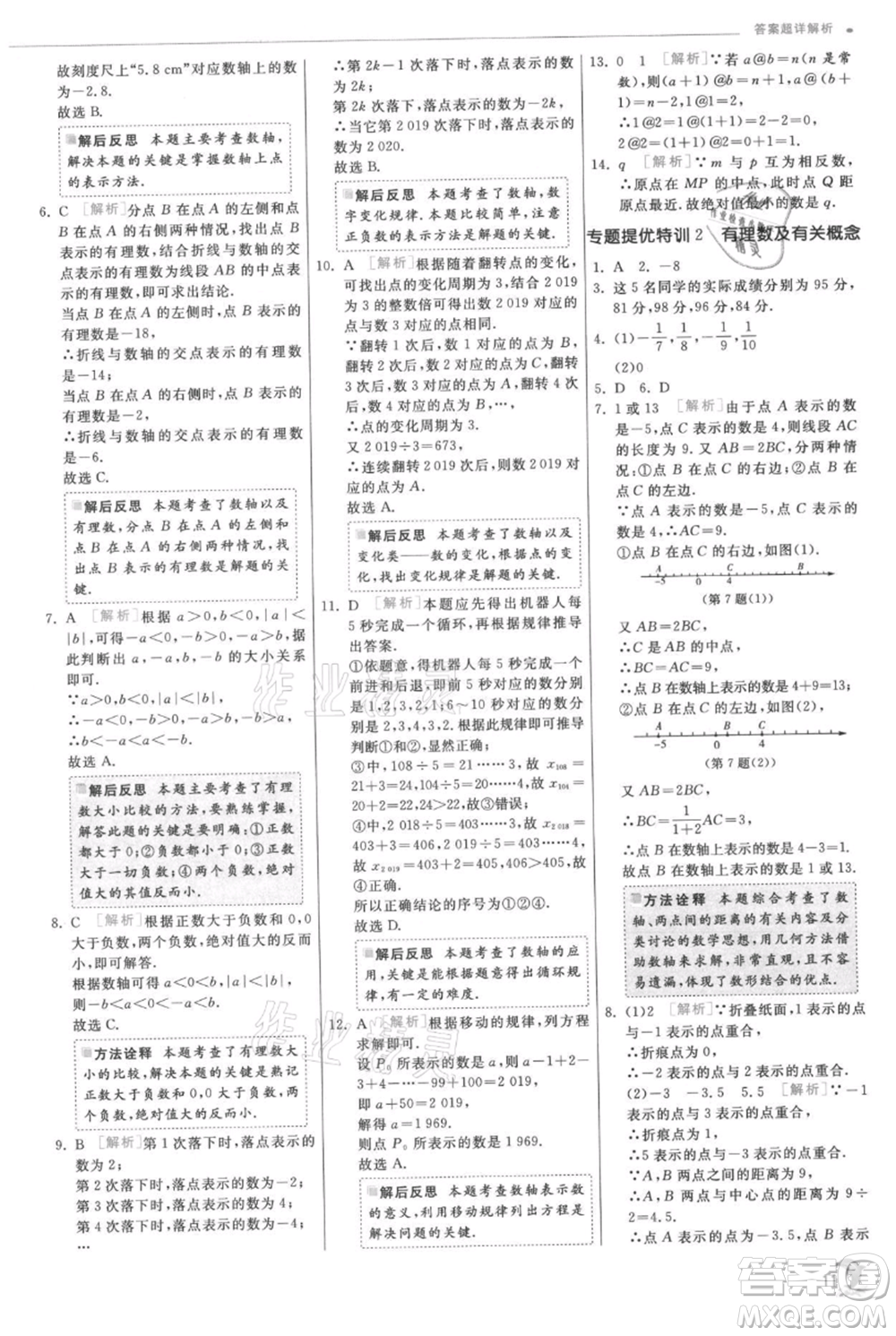 江蘇人民出版社2021實(shí)驗(yàn)班提優(yōu)訓(xùn)練七年級(jí)上冊(cè)數(shù)學(xué)北師大版參考答案