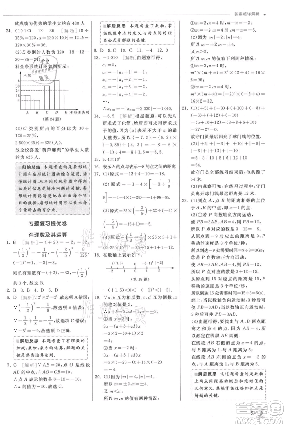 江蘇人民出版社2021實(shí)驗(yàn)班提優(yōu)訓(xùn)練七年級(jí)上冊(cè)數(shù)學(xué)北師大版參考答案