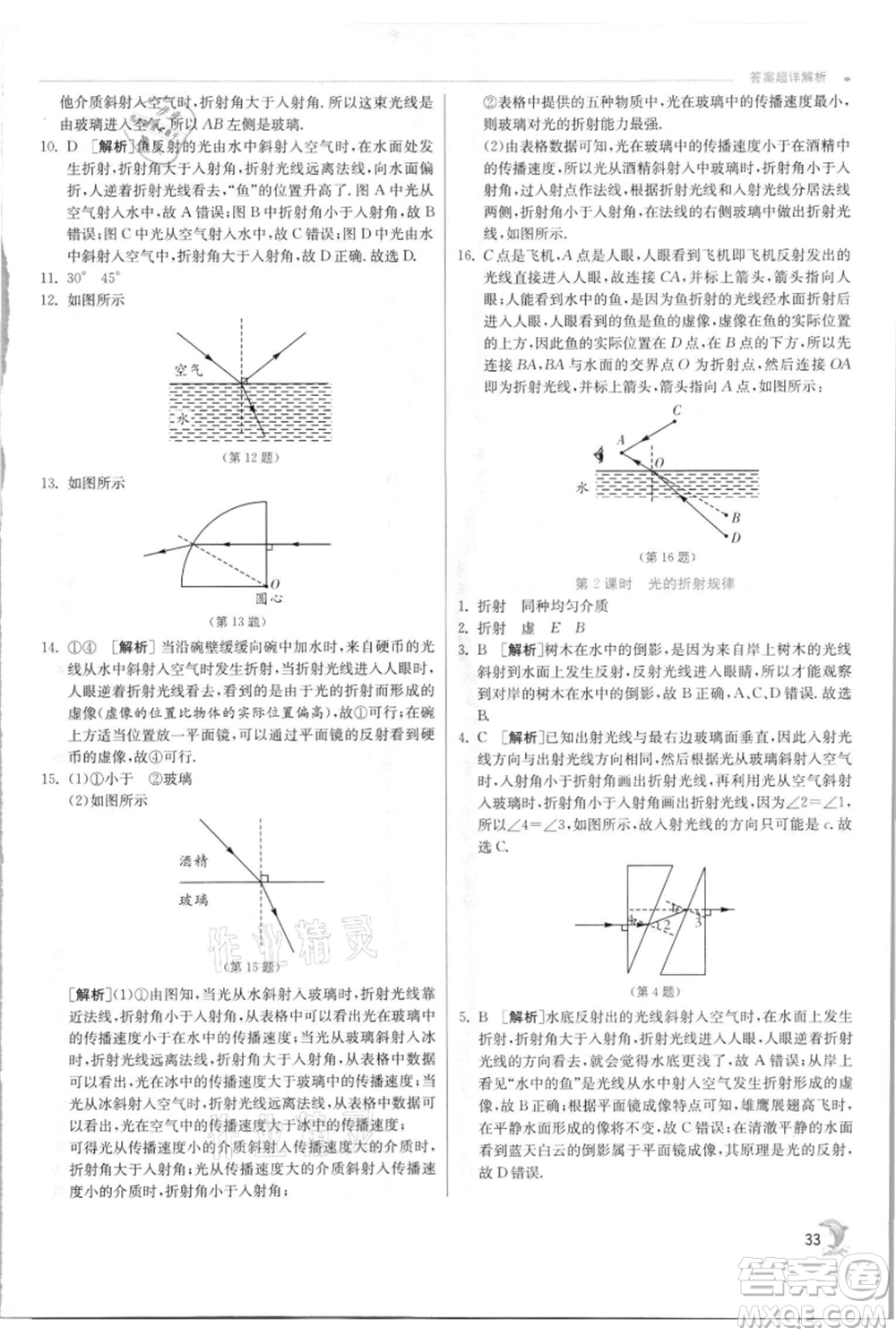 江蘇人民出版社2021實(shí)驗(yàn)班提優(yōu)訓(xùn)練八年級上冊物理蘇科版江蘇專版參考答案