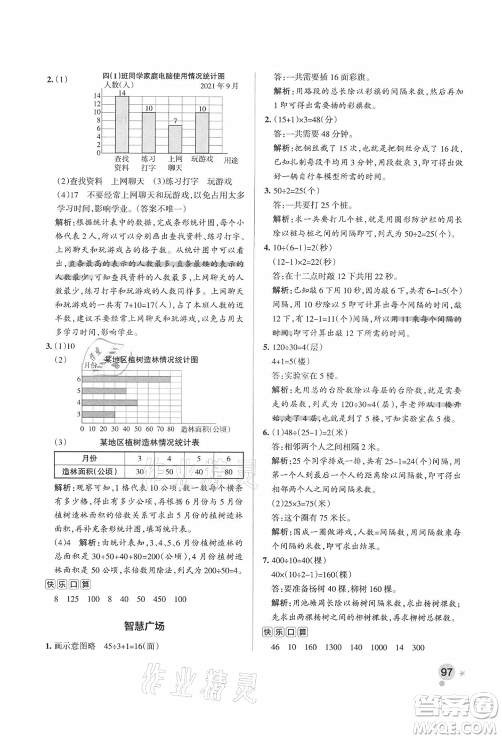 遼寧教育出版社2021秋季小學(xué)學(xué)霸作業(yè)本四年級數(shù)學(xué)上冊QD青島版答案